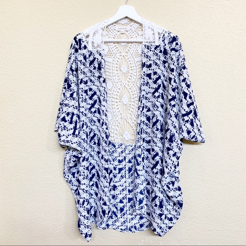 PAINTED TREADS Crochet Back Detail Oversize Kimono